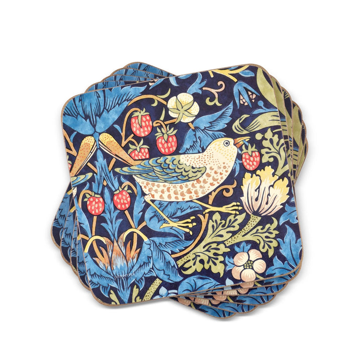Pimpernel Morris and Co Strawberry Thief Blue Coasters - Set of 6