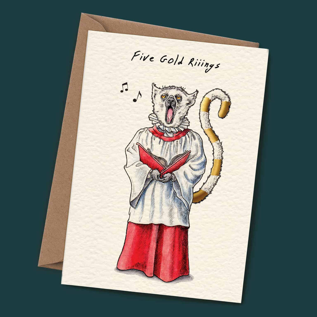 Five Gold Rings Christmas Greetings Card