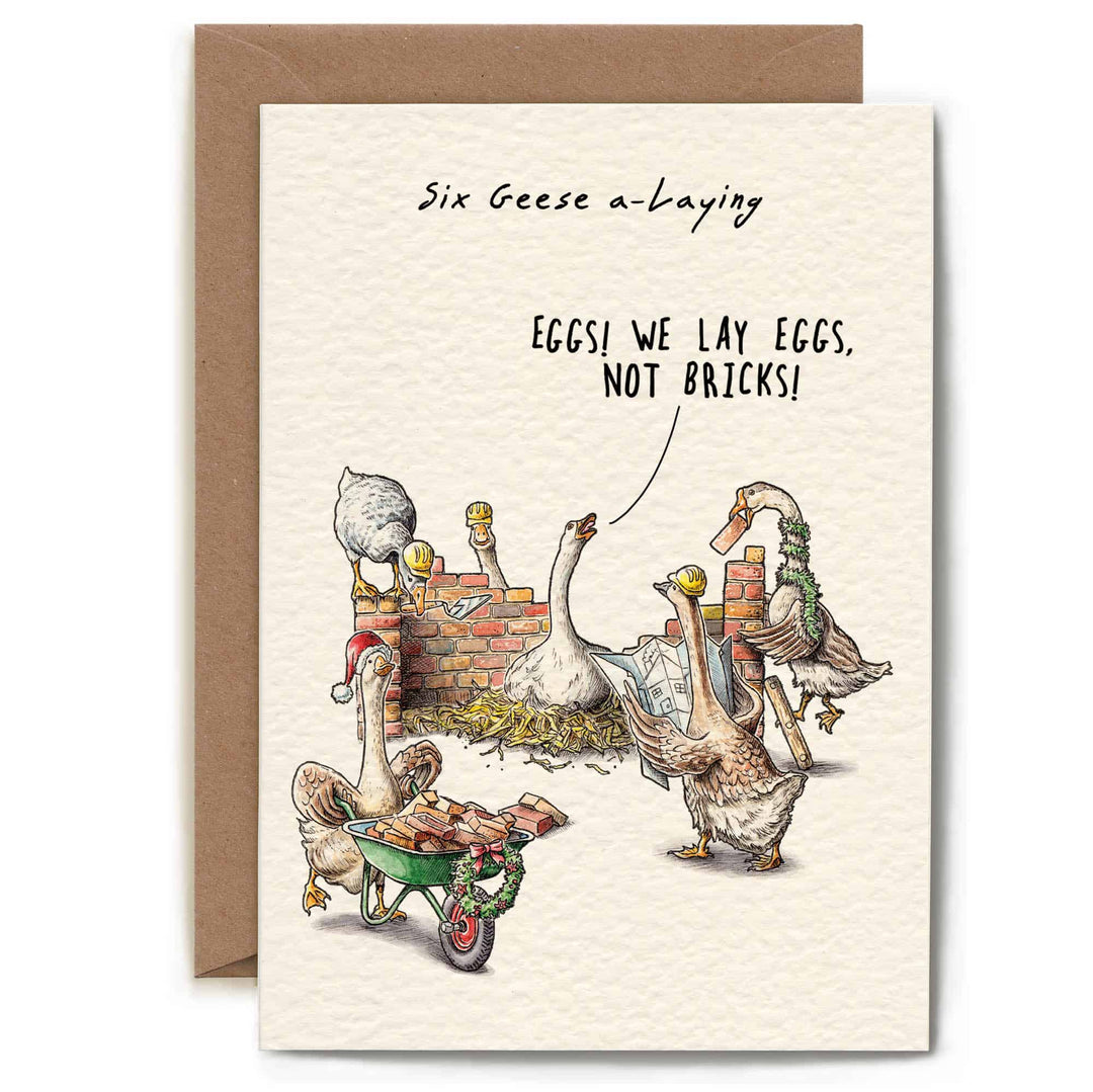 Six Geese Laying Christmas Greetings Card