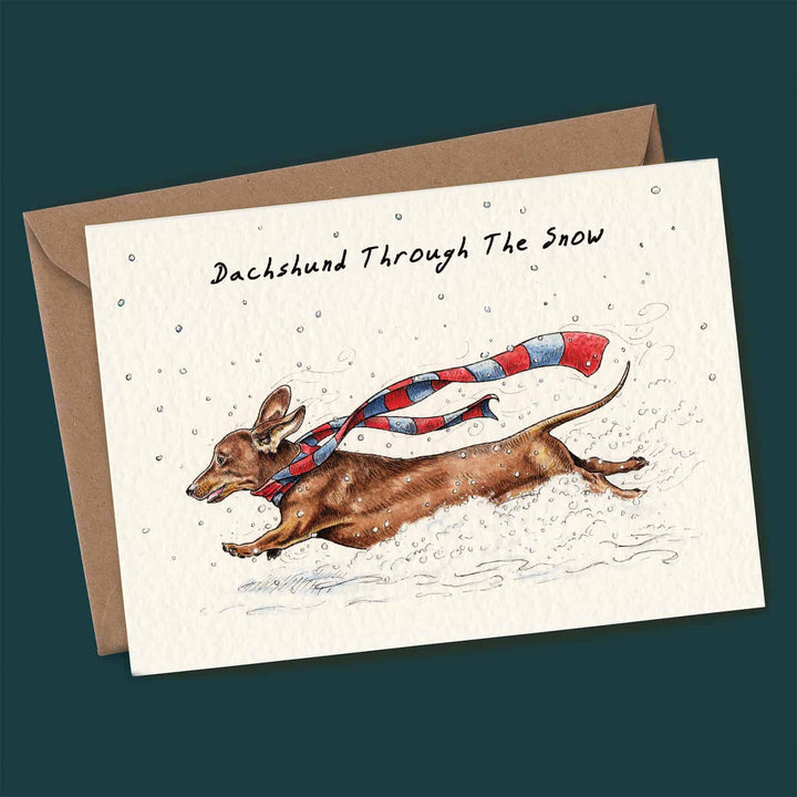 Dachshund Through The Snow Christmas Greetings Card