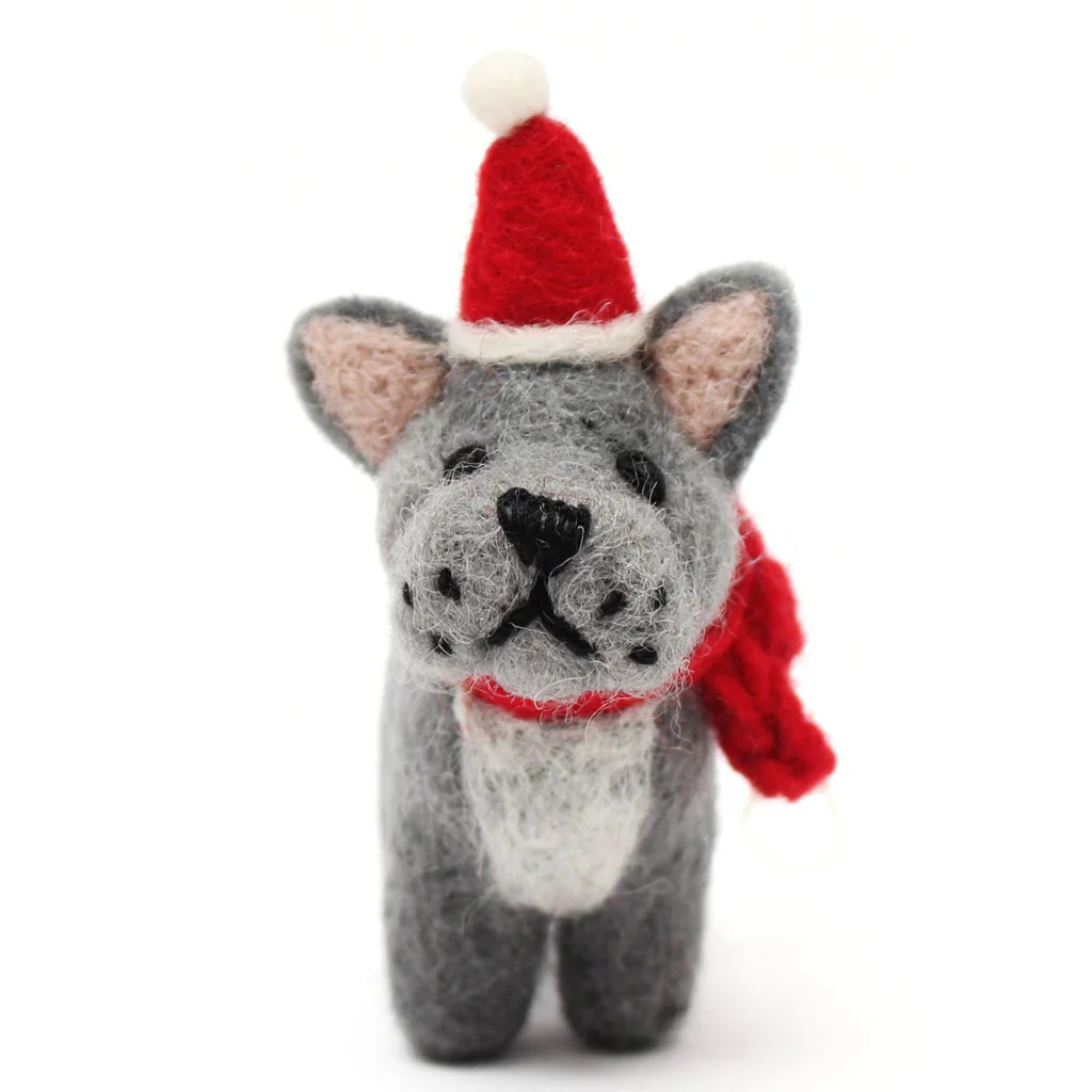 French Bulldog Hat and Scarf Felt Decoration