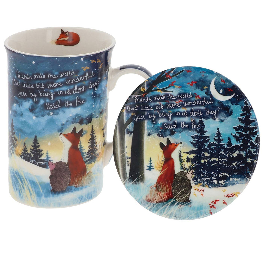 Fox Under The Moon Friends Mug & Coaster Set