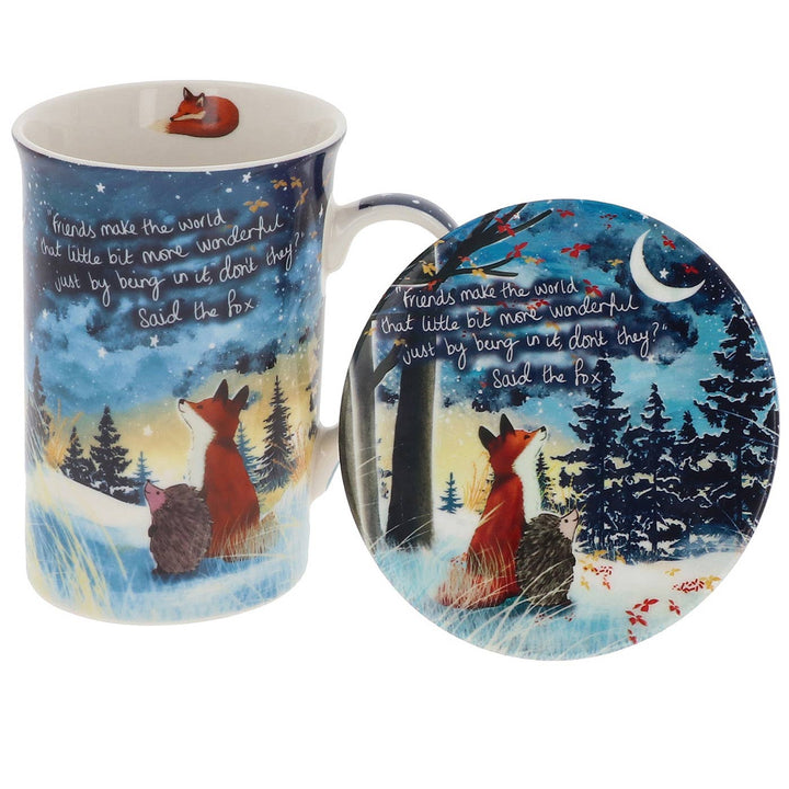 Fox Under The Moon Friends Mug & Coaster Set
