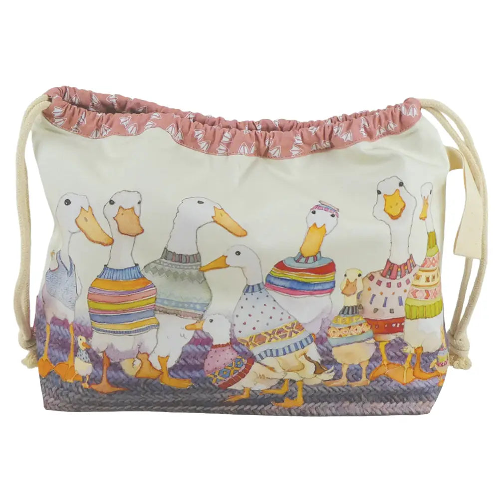 Dapper Ducks Drawstring Cotton Bag