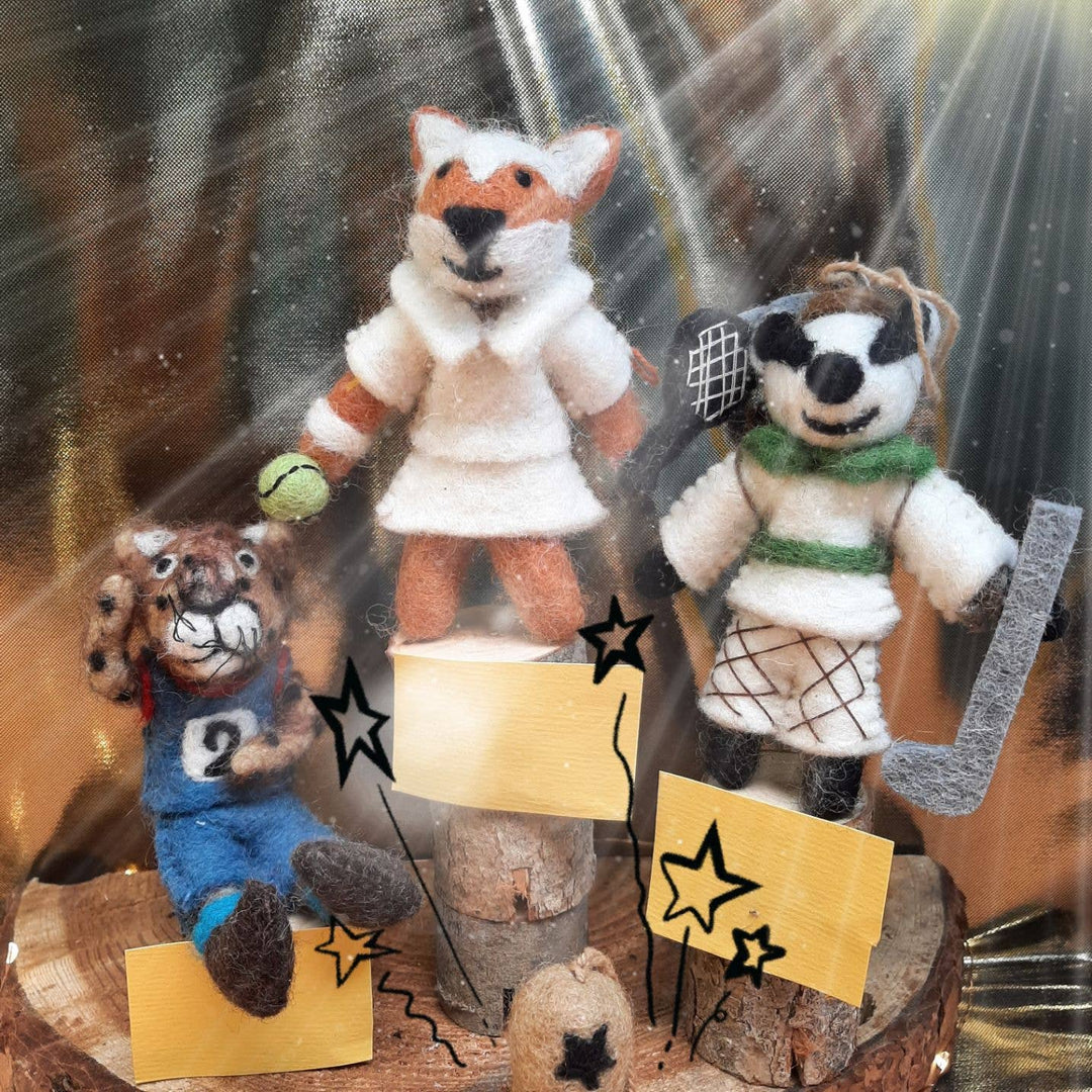 Handmade Felt Golfing Badger Hanging Decoration