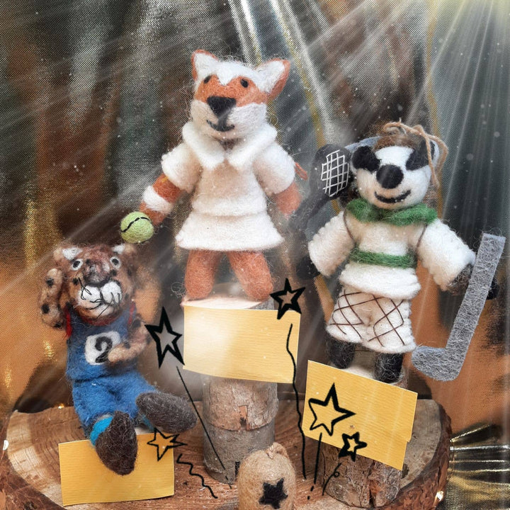 Handmade Felt Golfing Badger Hanging Decoration