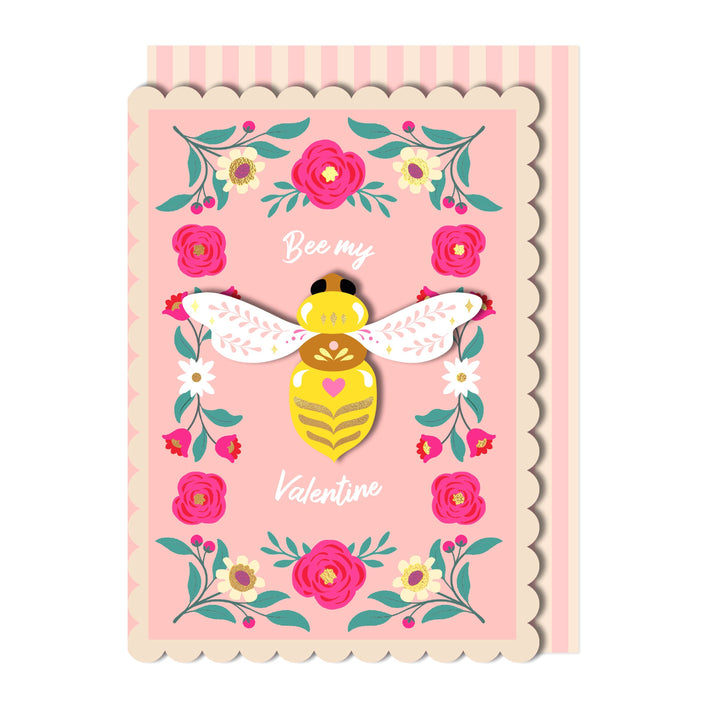 Bee My Valentine 3D Handmade Greeting Card