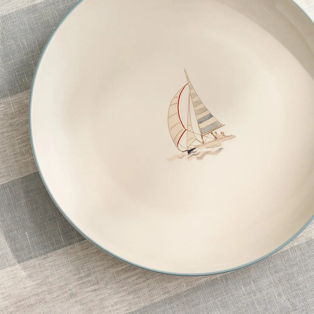 Coastal Boats Stoneware Dinner Plate
