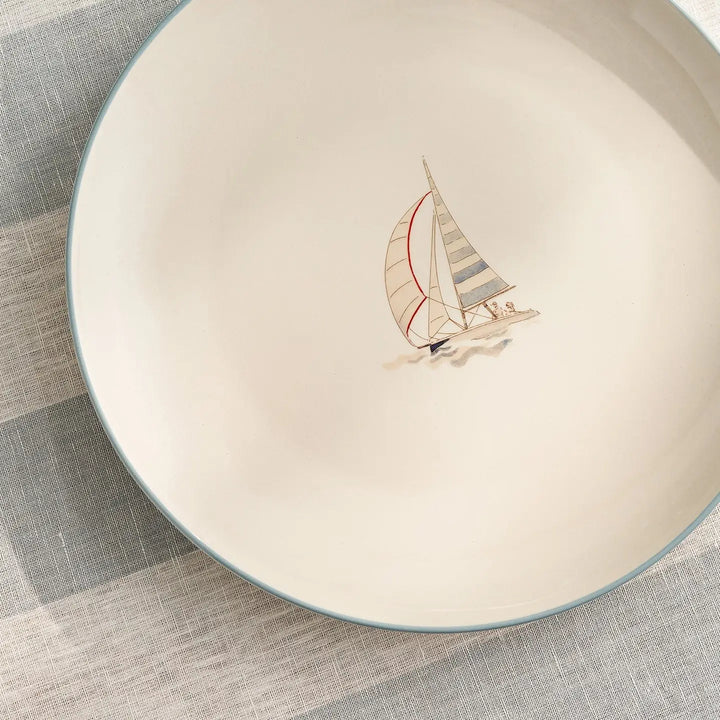 Coastal Boats Stoneware Dinner Plate