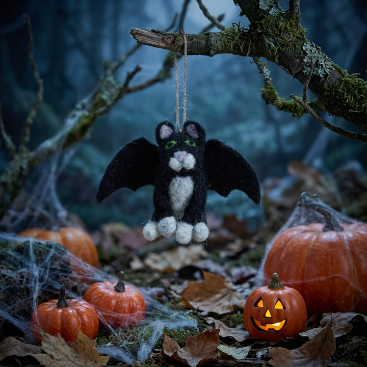 Batty Catty Handmade Hanging Felt Halloween Decoration