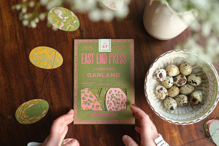 Pink Speckled Eggs Sewn Paper Garland