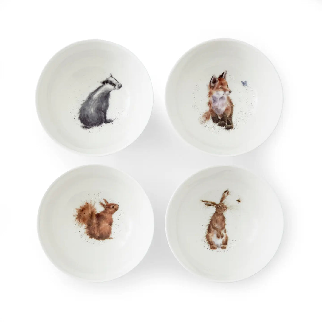 Set of Four 6 Inch Deep Bowls  (Squirrel, Hare, Fox, Badger)