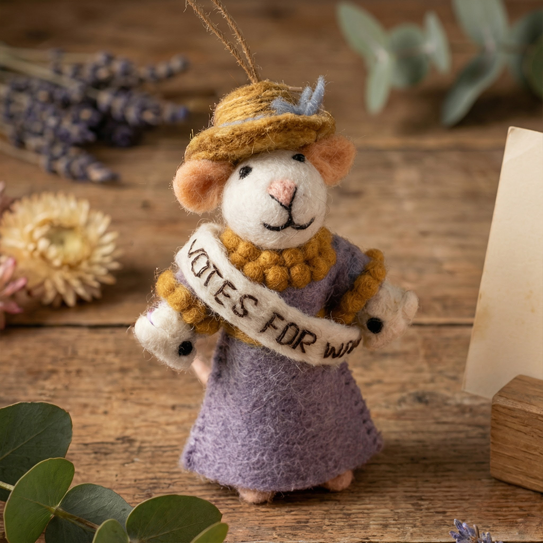 Handmade Felt Emmeline the Suffragette Mouse Hanging Decoration