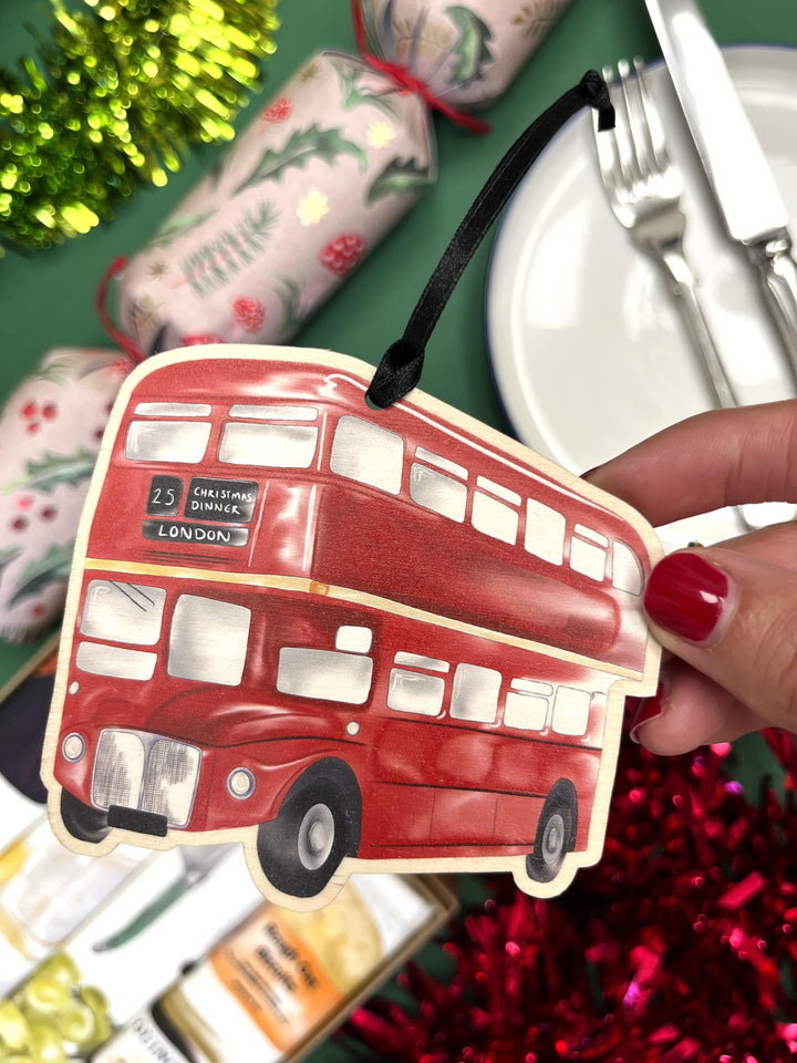 London Bus Wooden Ornament
