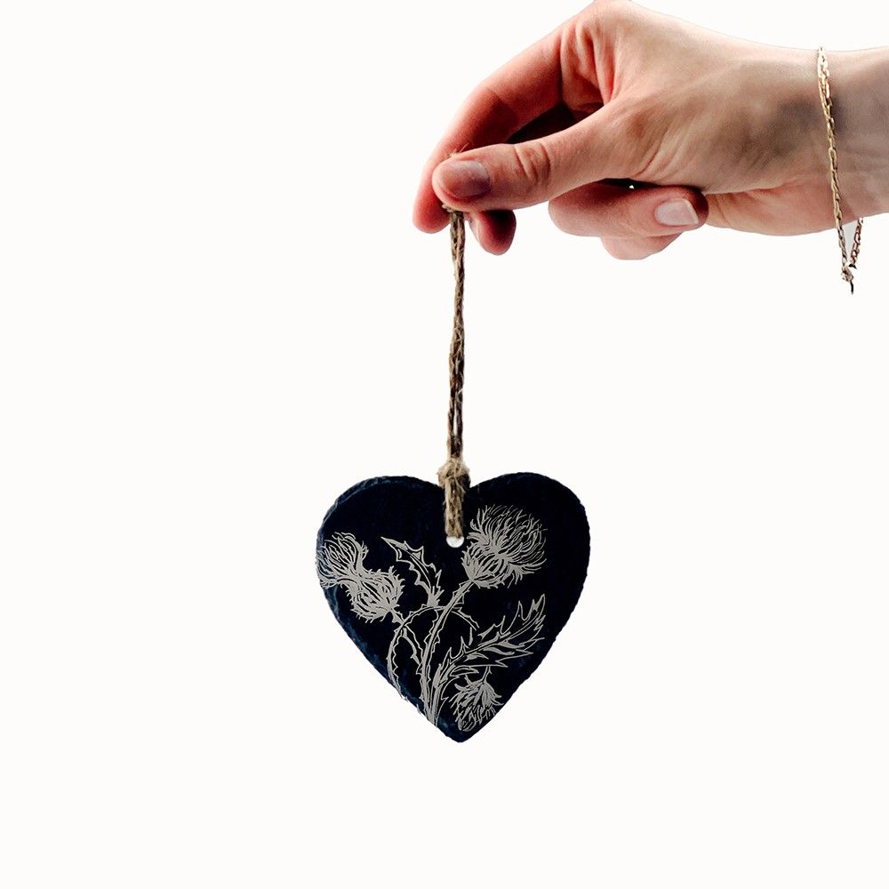 Thistle Heart Slate Decoration