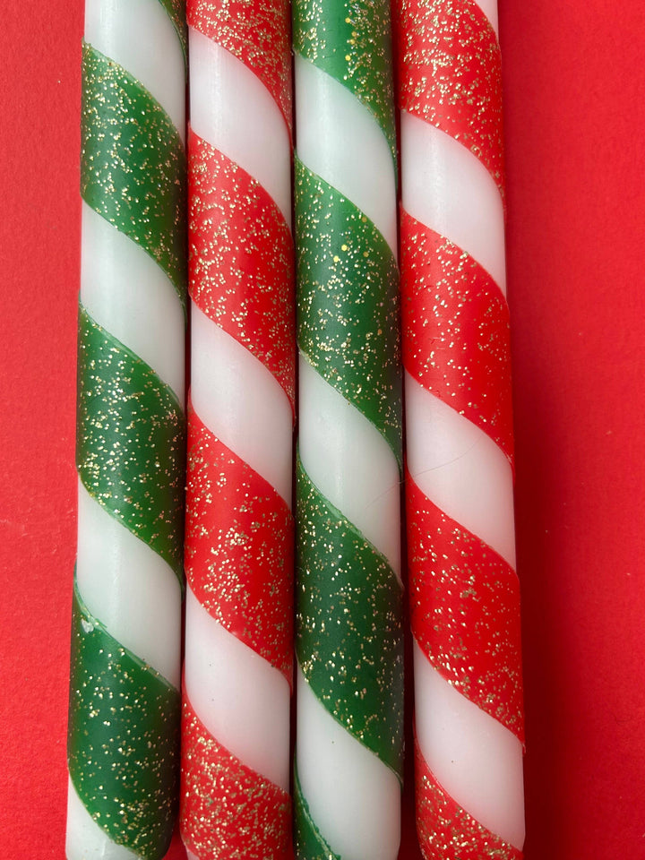 GLITTER TWISTS Dip Dye Dinner Candle Set of 4