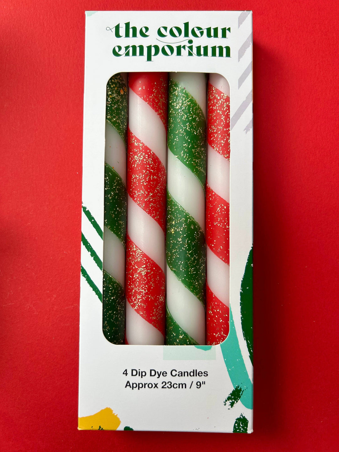 GLITTER TWISTS Dip Dye Dinner Candle Set of 4