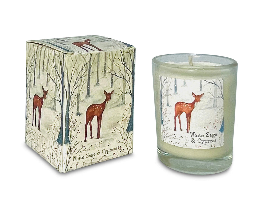 White Sage & Cypress- Votive Candle - Deer