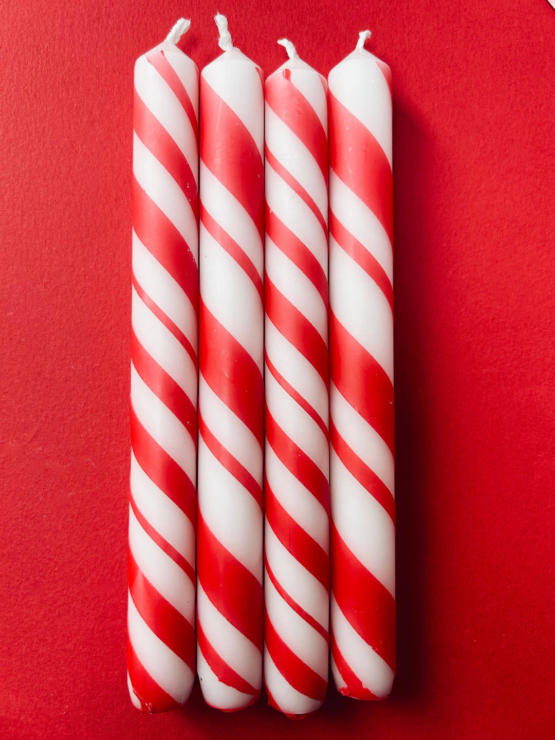 CANDY CANE LANE Dip Dye Dinner Candle Set of 4