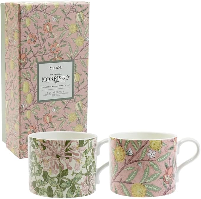 William Morris & Co. Set of Two Fruit & Honeysuckle Mugs by Spode
