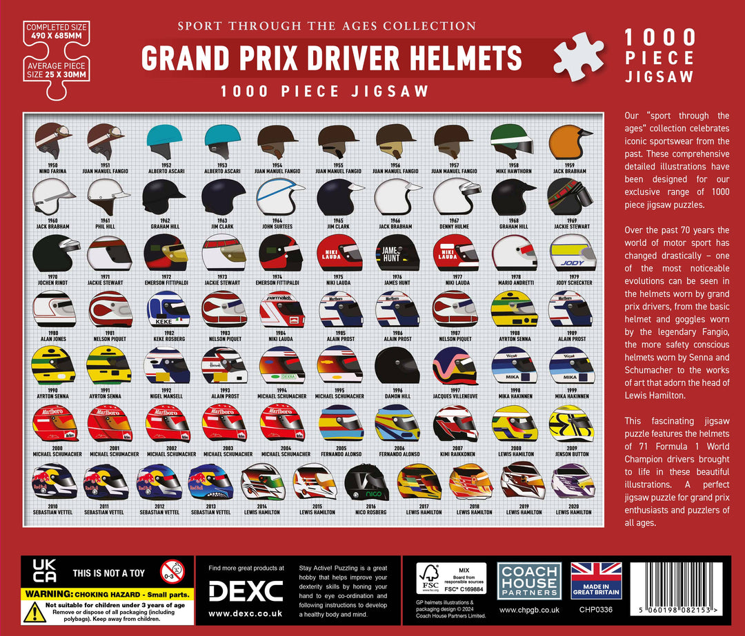 Grand Prix Driver Helmets 1000 Piece Jigsaw 