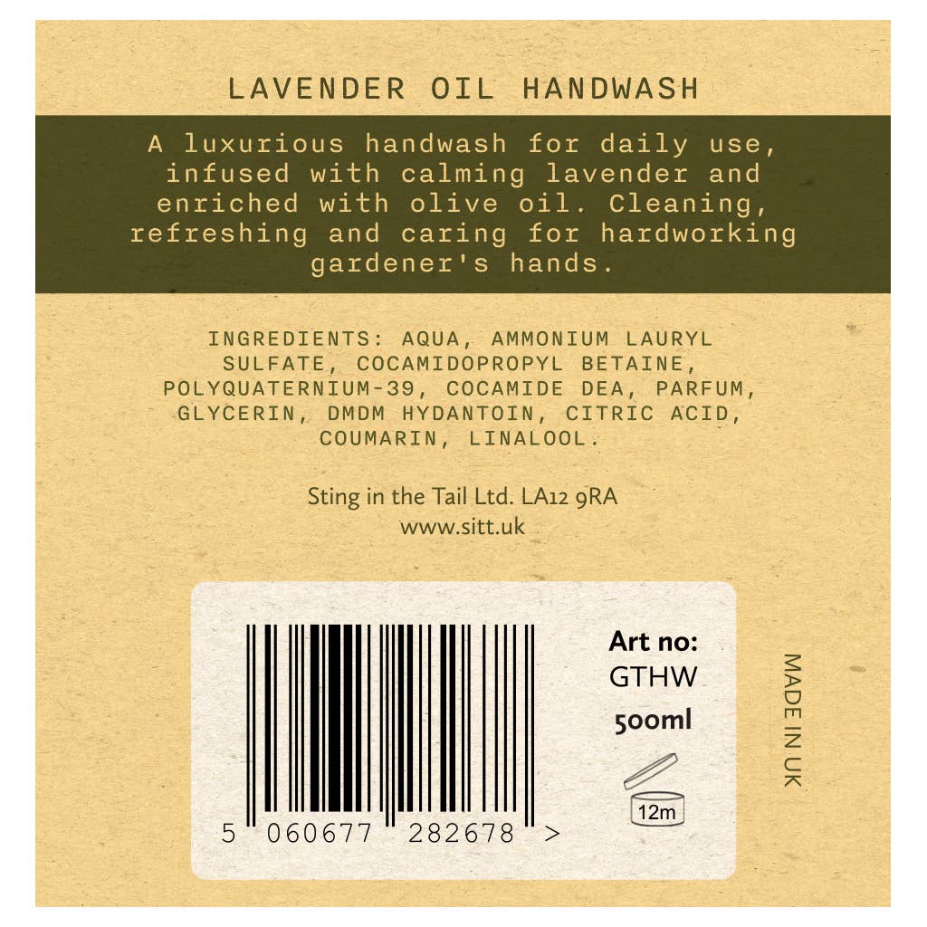 Gardener's Handwash - Luxurious Lavender & Olive 500ml