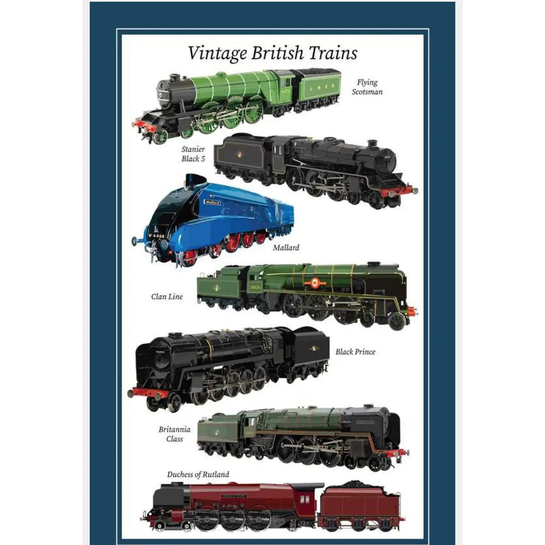 'Vintage British Trains' Tea Towel