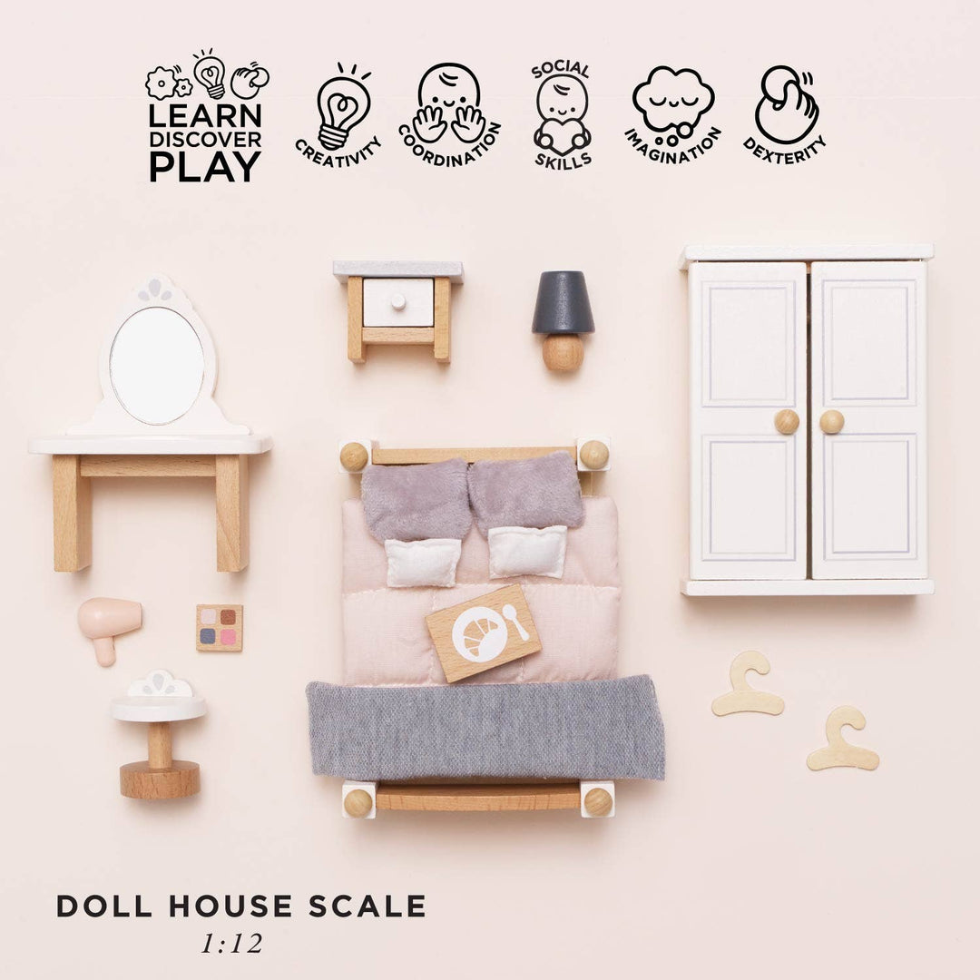 Wooden Dolls House Bedroom