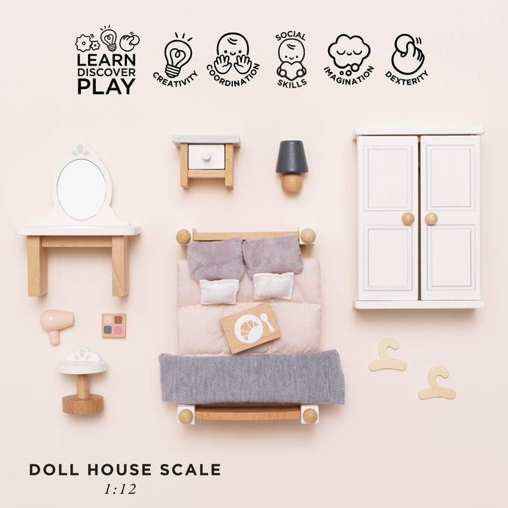 Wooden Dolls House Bedroom