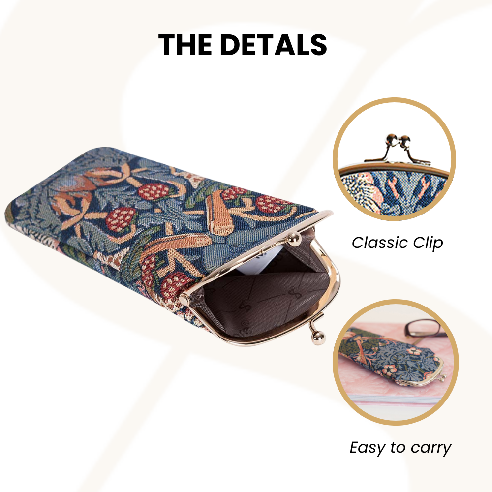 William Morris Strawberry Thief Blue Glasses Pouch