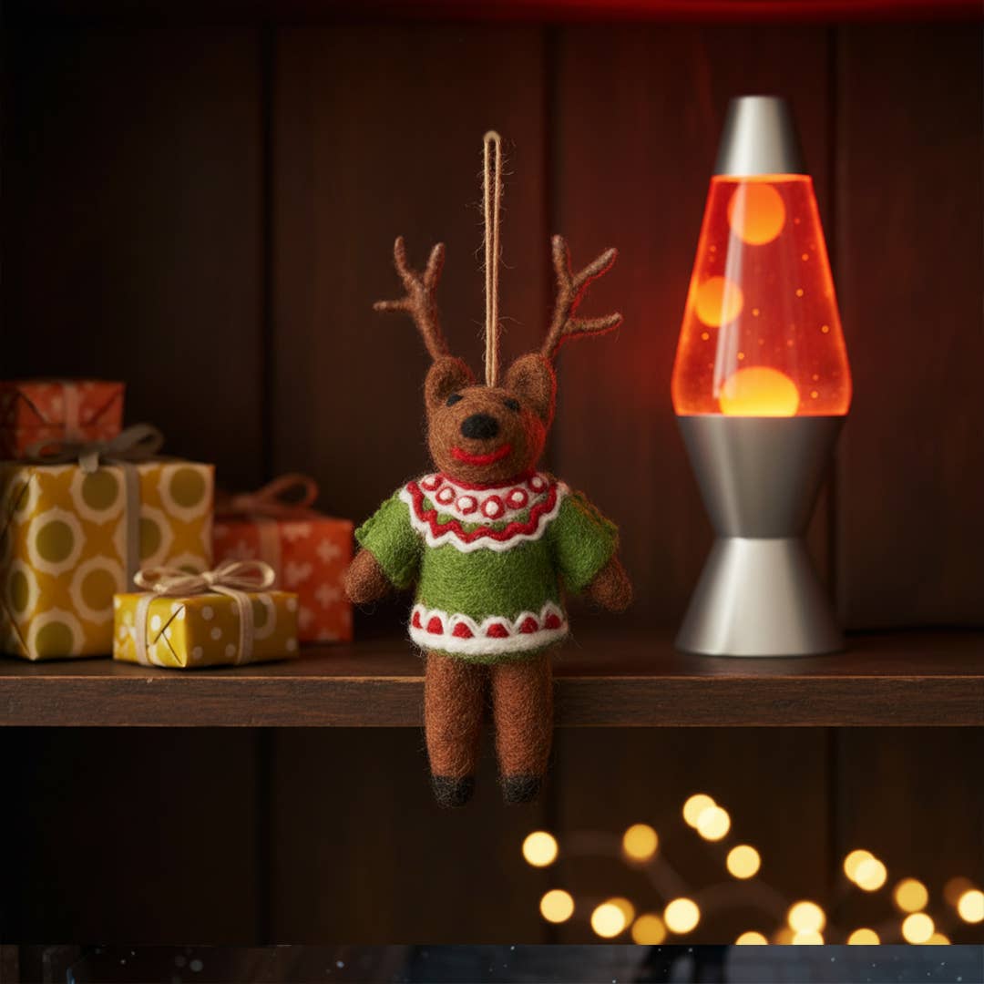 Retro Reindeer Handmade Felt Hanging Christmas Decoration