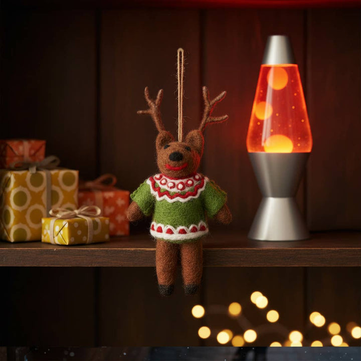 Retro Reindeer Handmade Felt Hanging Christmas Decoration
