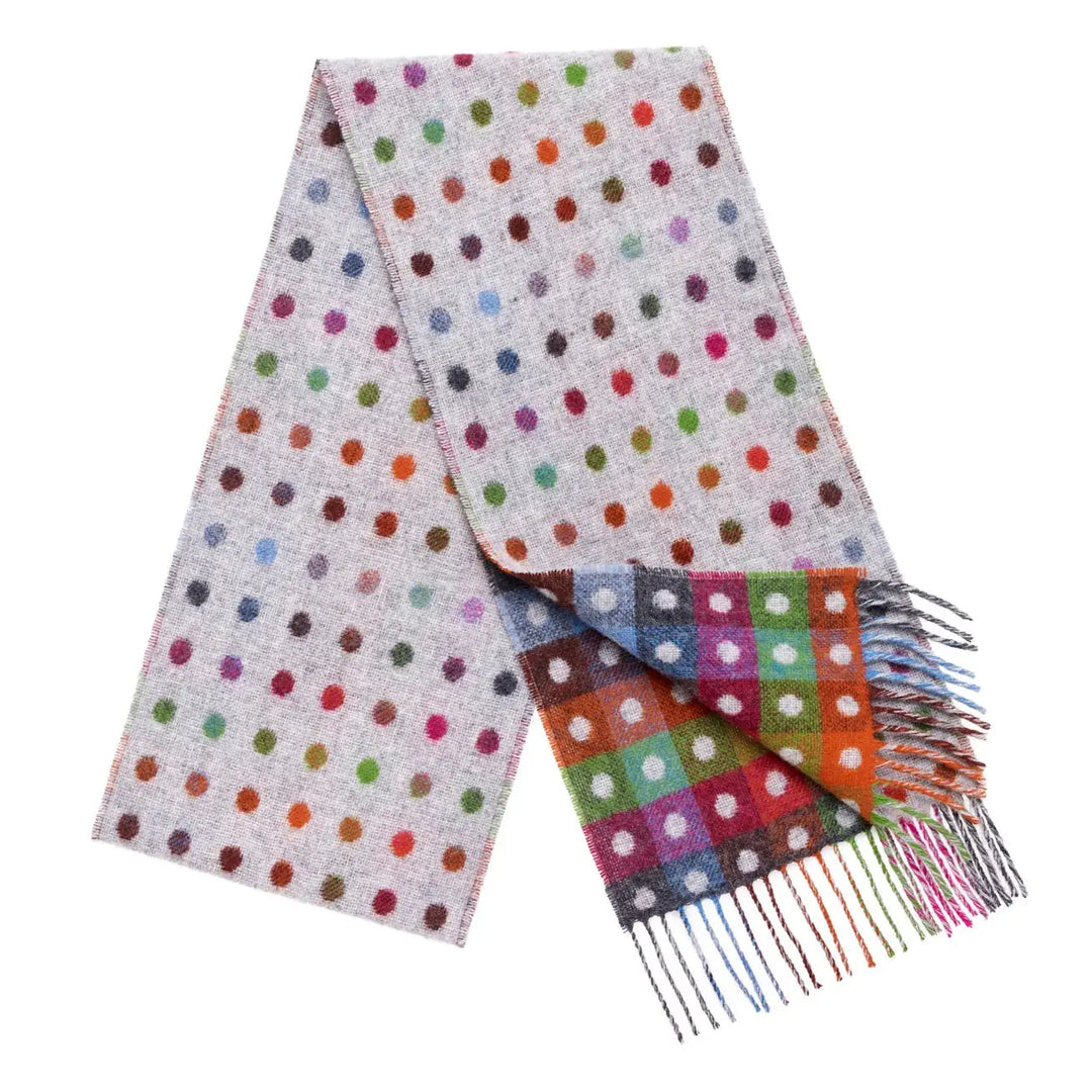 Merino Lambswool Scarf - Multi Spot Grey