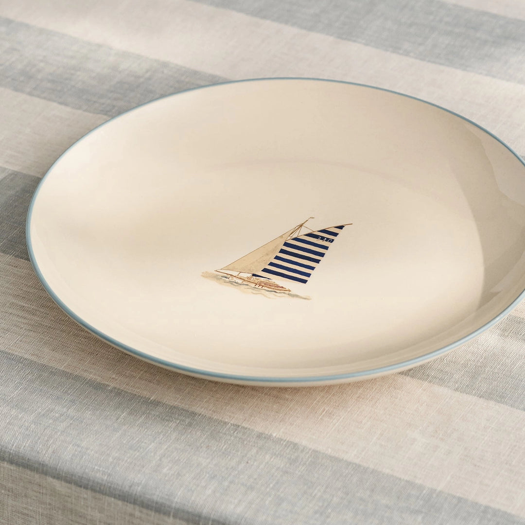 Coastal Boats Stoneware Dinner Plate