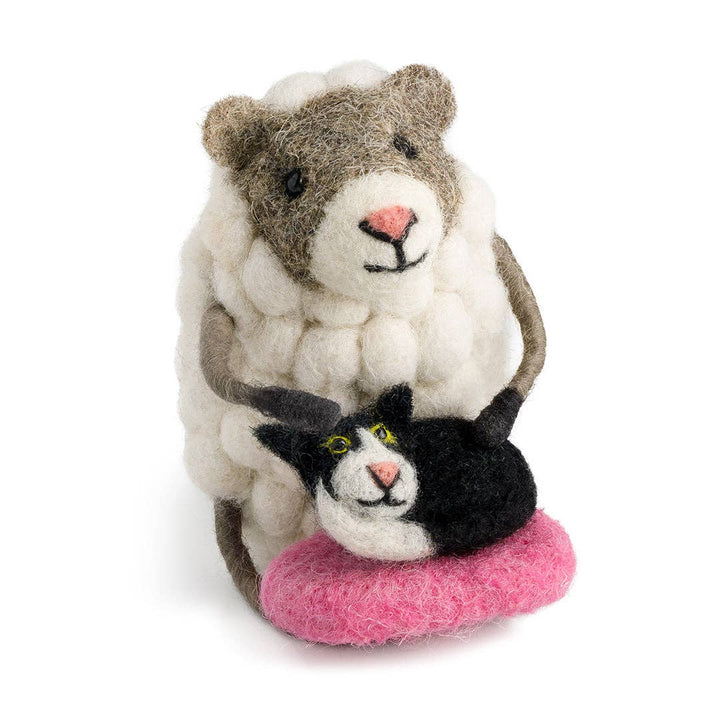 Resting Sheep With Pussycat