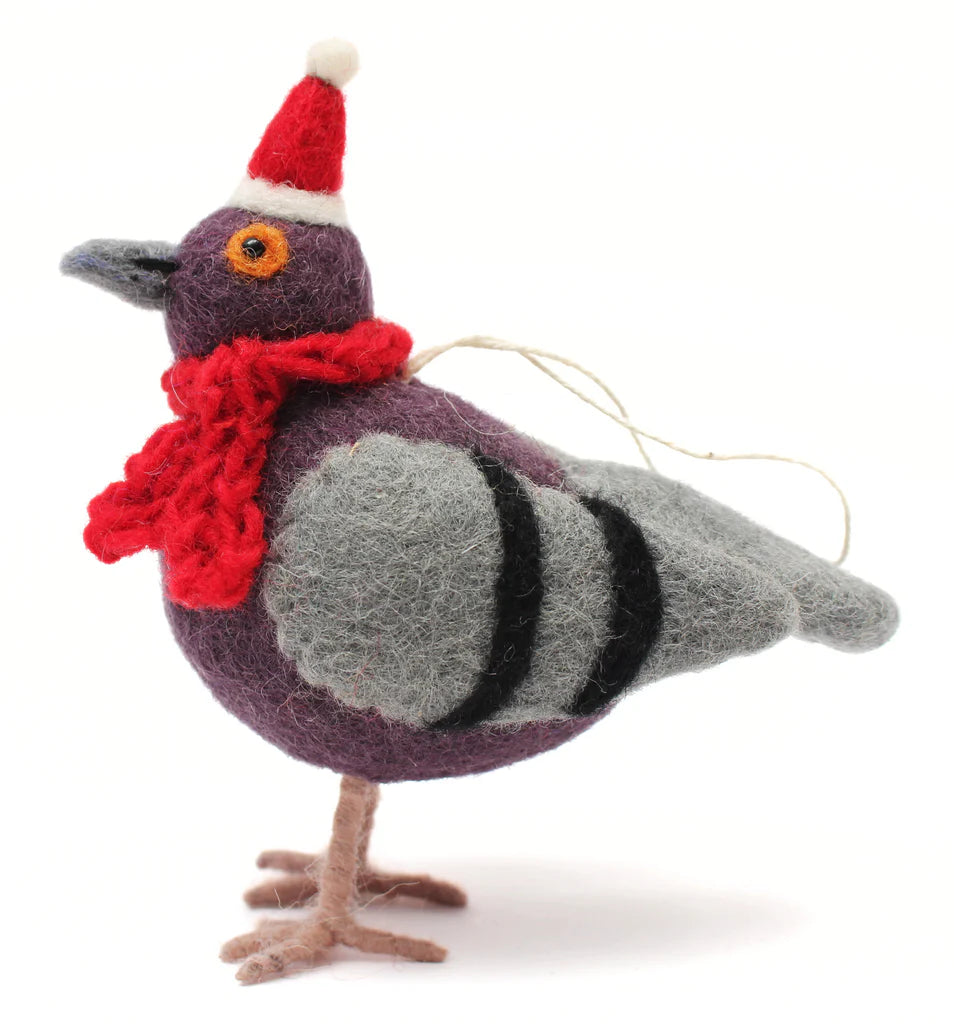 Pigeon with a Hat & Scarf Felt Decoration