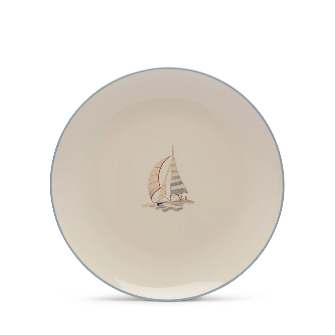 Coastal Boats Stoneware Dinner Plate