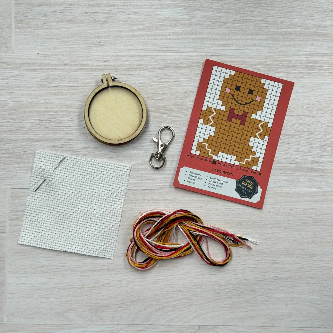 Gingerbread Man Mini Matchbox Cross Stitch Kit