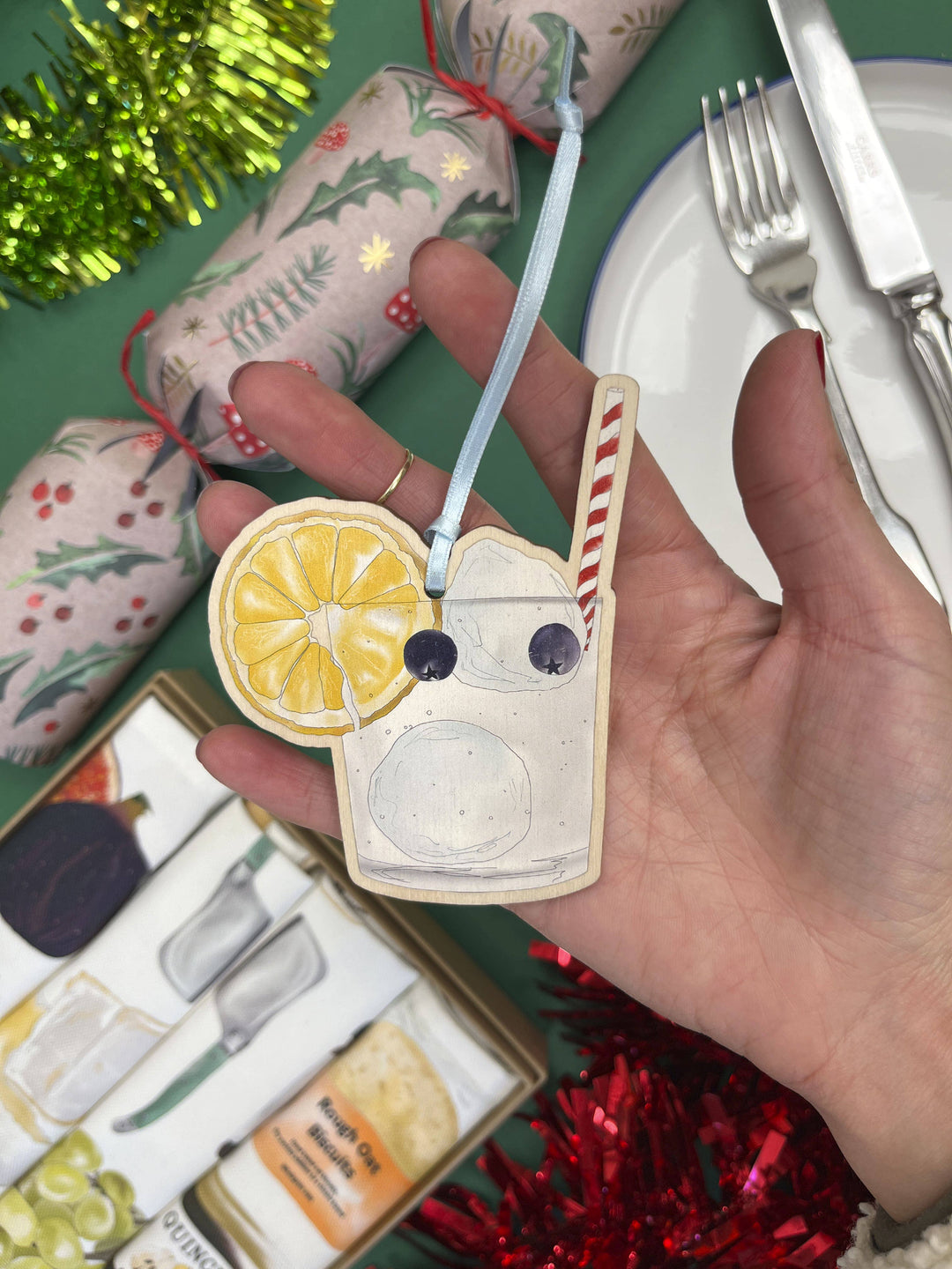 Gin & Tonic Wooden Ornament