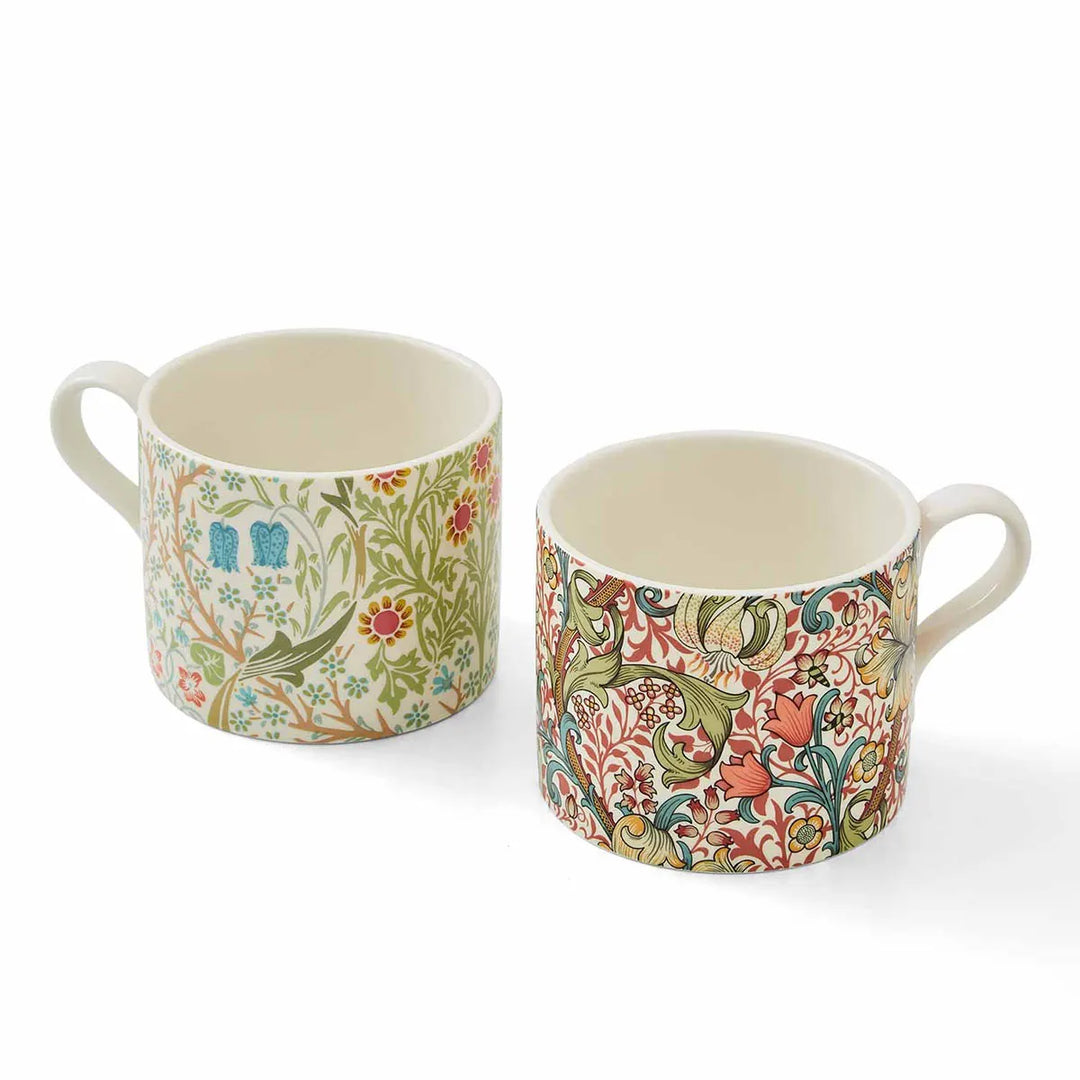 William Morris & Co. Set of Two Blackthorn & Golden Lily Mugs by Spode