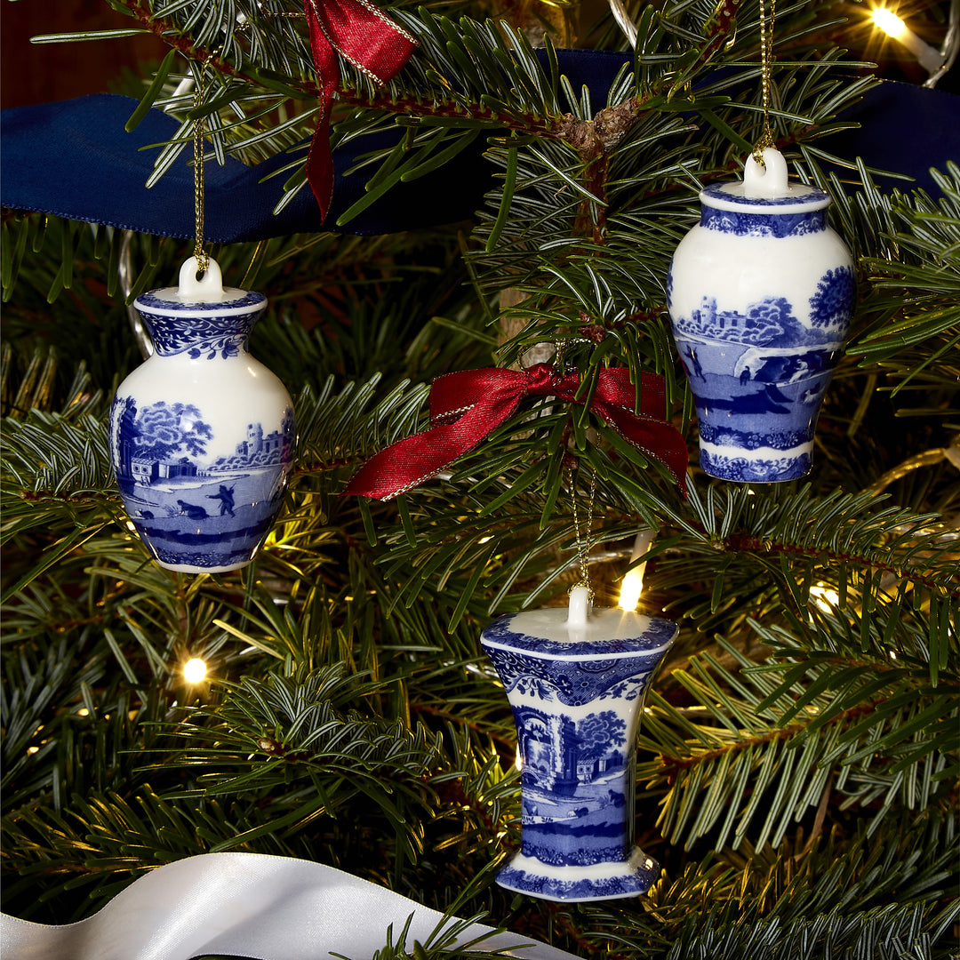 Spode Blue Italian Mini Urn Ornaments - Set of 3
