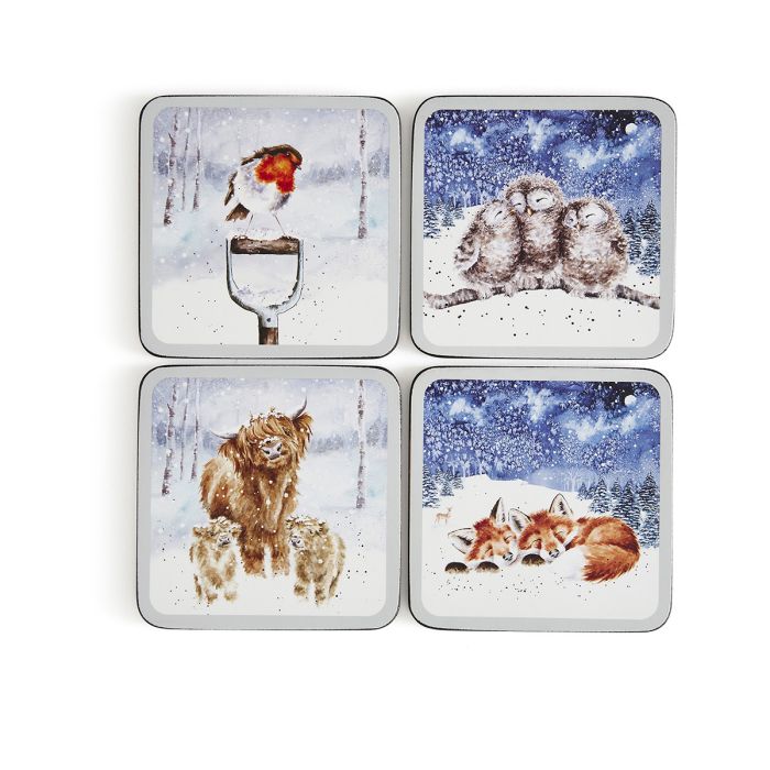 'Winter Skies' Animal Coasters (Set of 4)