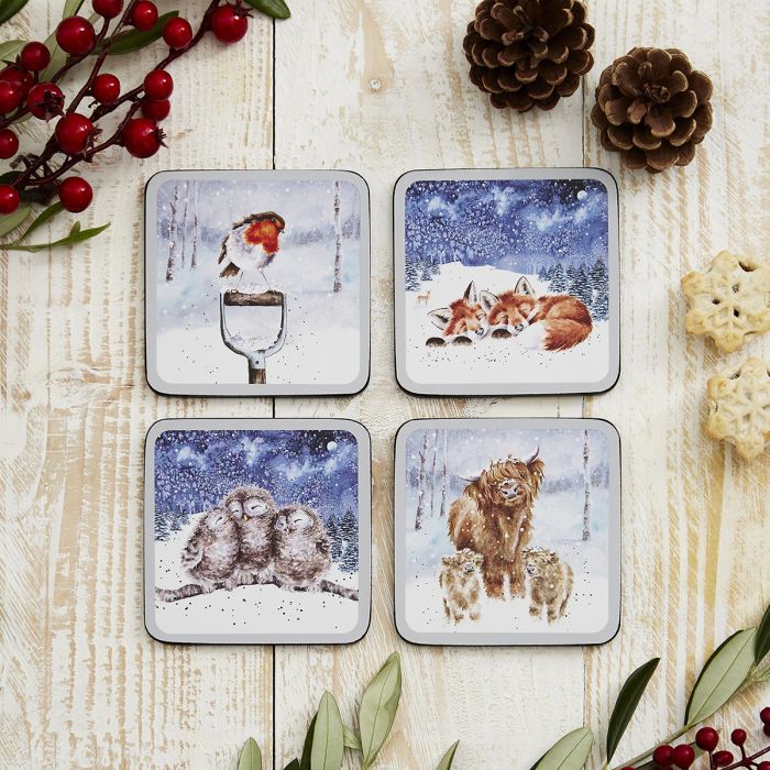 'Winter Skies' Animal Coasters (Set of 4)