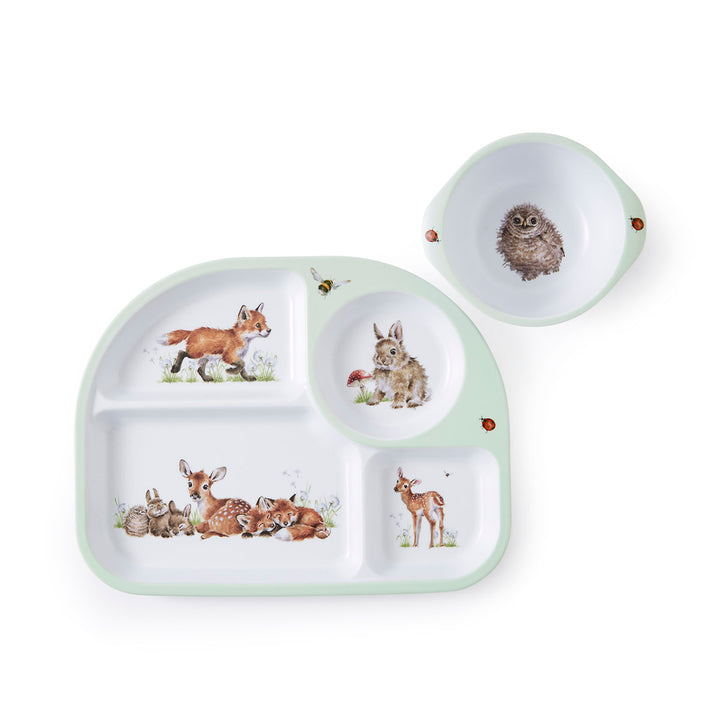 'Little Wren' Wrendale Melamine Divided Tray & Bowl Set