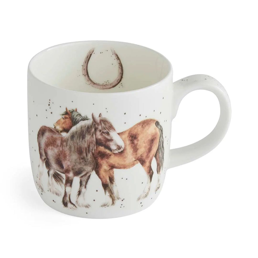 'Side by Side' Horse Small Bone China Mug (11oz)