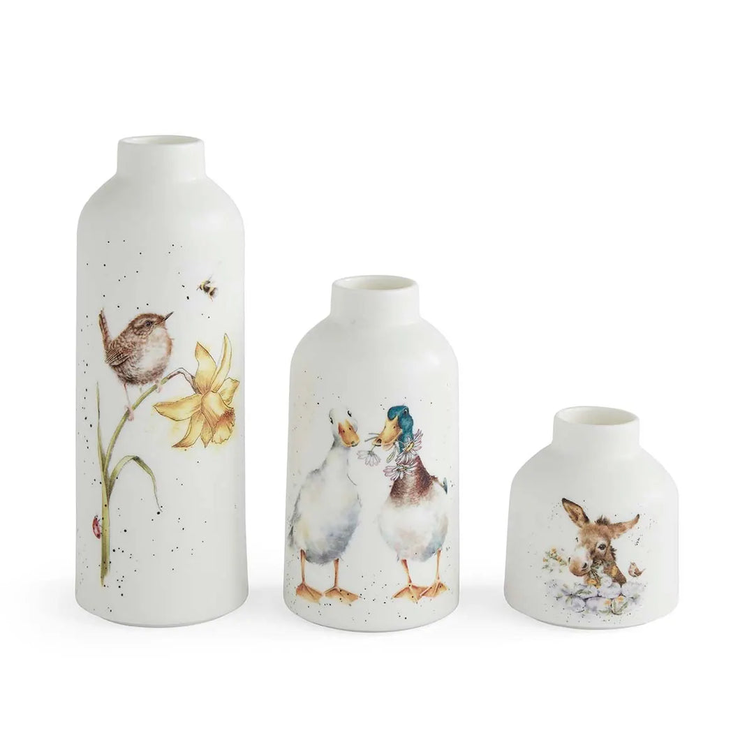 Set of 3 Bone China Vases by Wrendale Designs