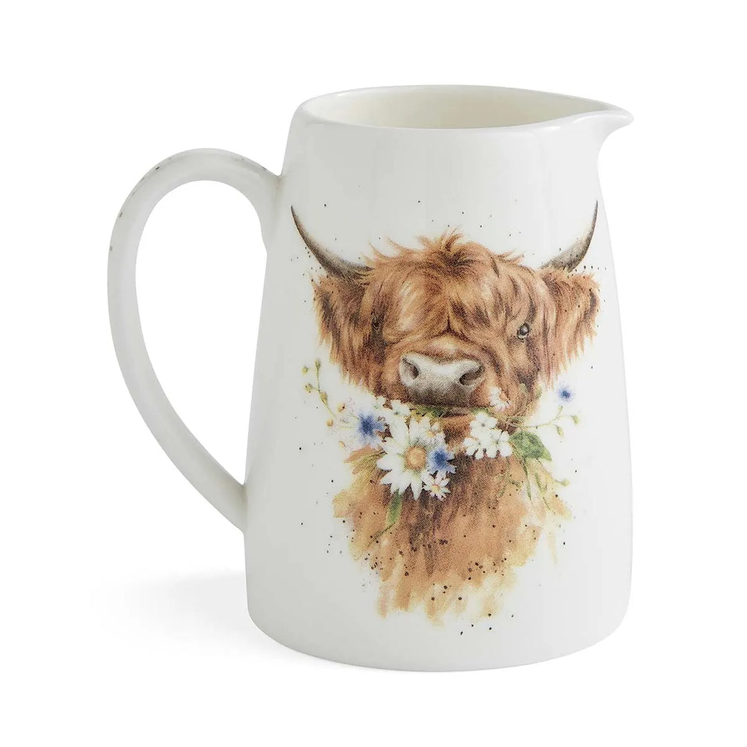 'Daisy Coo' Highland Cow Posy Bone China Mini Jug