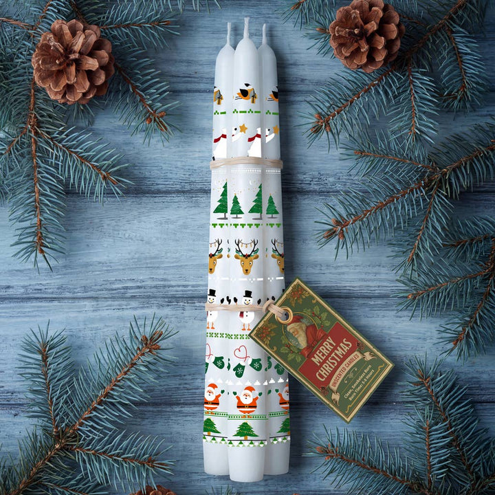 'Merry Christmas' Set of 3 Festive Unscented Candles
