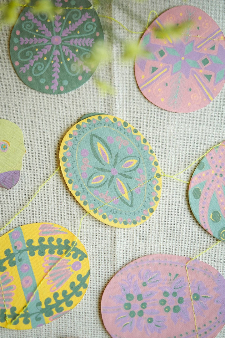 Egg Hunt Sewn Cotton Paper Garland