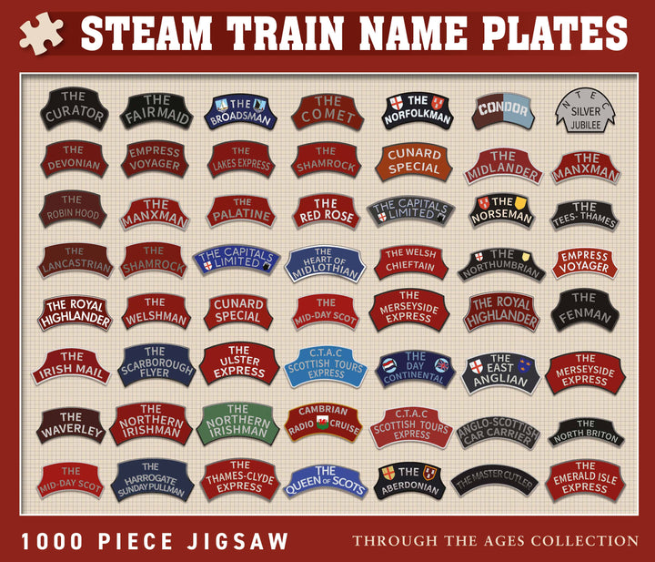 Steam Train Name Plates 1000 Piece Jigsaw Puzzle